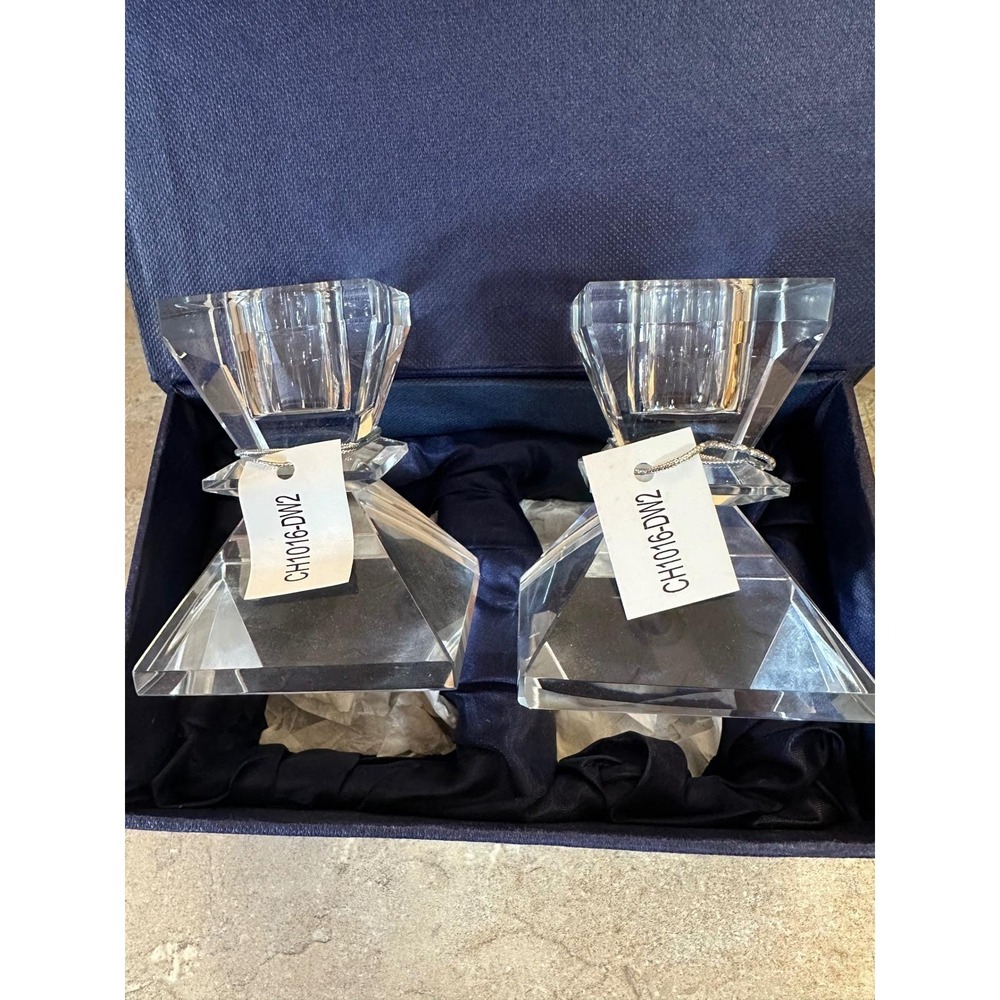 Badash - 2.75" Saturn Crystal Candle Holders Pair NIB